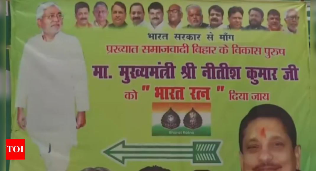 JDU puts up ‘Bharat Ratna for CM Nitish Kumar’ posters outside Patna party office | India News