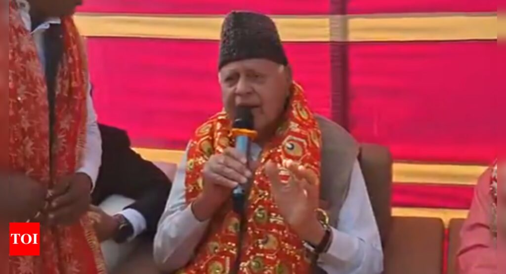 Watch: Farooq Abdullah joins in singing ‘Sherawaliye’ bhajan at Katra | India News